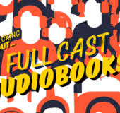 Graphics of crowd with text Full Cast Audiobooks