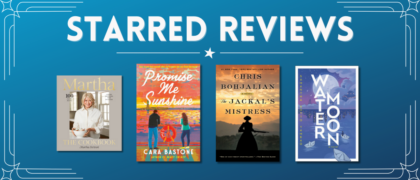 Starred reviews header with featured title cover images