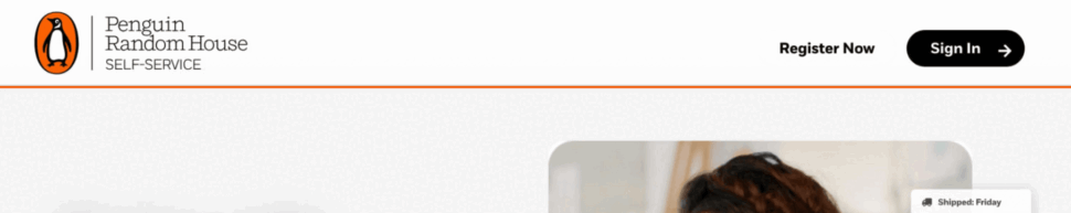 "Register Now" for online ordering on Penguin Random House Self-Service